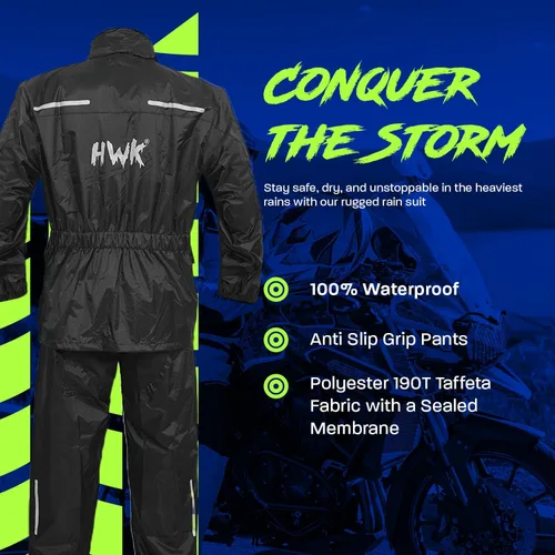Miniatura 2 de HWK Traje de lluvia para motocicleta para hombres y mujeres, equipo de lluvia para motocicleta impermeable de dos piezas con chaqueta y pantalones