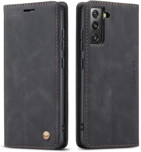 QLTYPRI para Samsung Galaxy S22 Plus Funda tipo cartera Vintage de cuero sintético PU con ranuras para tarjetas, protector de TPU, soporte para Negro