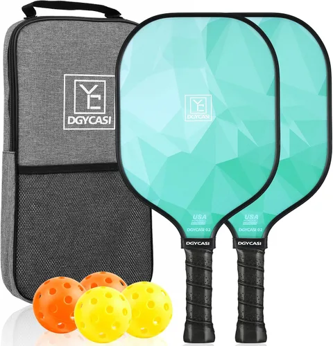 Miniatura 13 de YC DGYCASI Juego de 2 palas de pickleball aprobadas por USAPA 2026, raquetas ligeras de fibra de vidrio para pickleball, paquete de 2, 2 pelotas