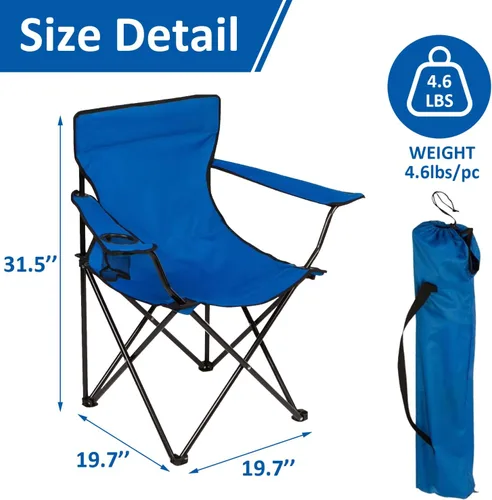 Miniatura 2 de Silla de camping plegable con soporte para tazas, capacidad de 225 libras, silla plegable portátil con grandes pies anti-hundimiento, tela