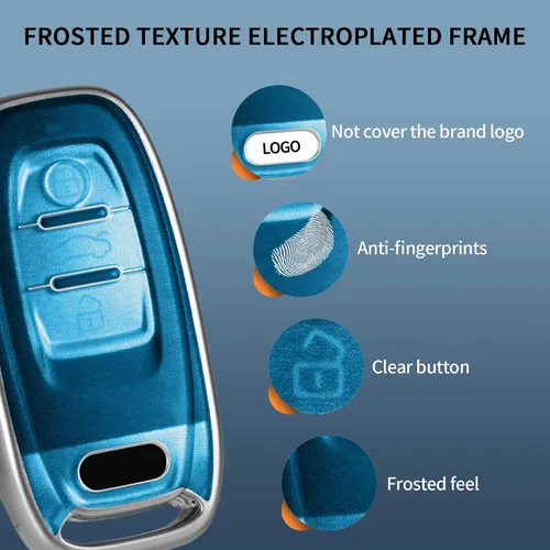 Miniatura 2 de Funda para llavero inteligente transparente negro esmerilado TPU cubierta plateada compatible con Audi A4 A5 A6 A7 A8 W12 Q5 híbrido R8 RS5 RS7 S4