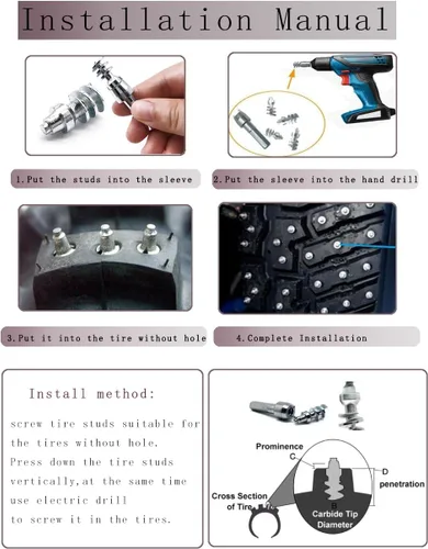 Miniatura 6 de MS1911 (100) - Clavijas de carburo de 0.898 in para neumáticos de seguridad, antideslizantes, cadenas de neumáticos de nieve, para ATV, SUV