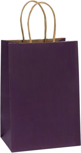 Bolsas de regalo BagDream 100 unidades 5.25 x 3 x 8 pulgadas, pequeñas bolsas de regalo de papel kraft con asas a granel, bolsas de papel púrpura