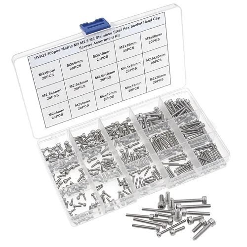 Miniatura 2 de Kit surtido de tornillos de cabeza hexagonal de acero inoxidable M2 M2.5 M3, 300 piezas