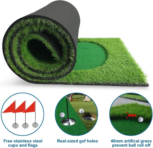 Miniatura 6 de Golf Putting Verde/Mat-Golf Training Mat - Alfombrilla profesional de práctica de golf - Putter largo desafiante verde para interiores y exteriores