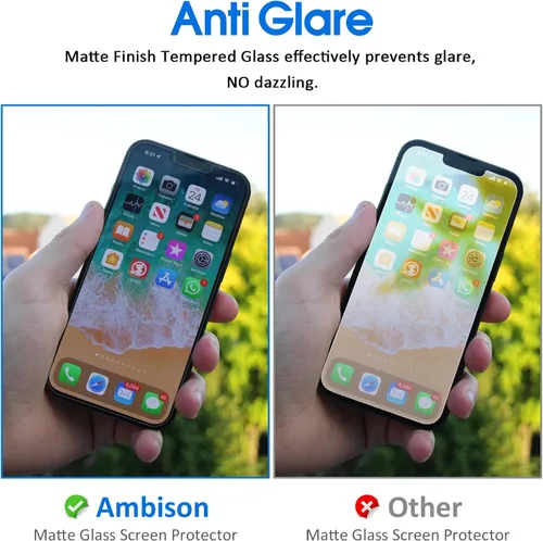Miniatura 3 de Ambison [Paquete de 2] Protector de pantalla de vidrio mate compatible con iPhone 13 Pro Max 6.7 pulgadas [Sin burbujas] [Alta definición]