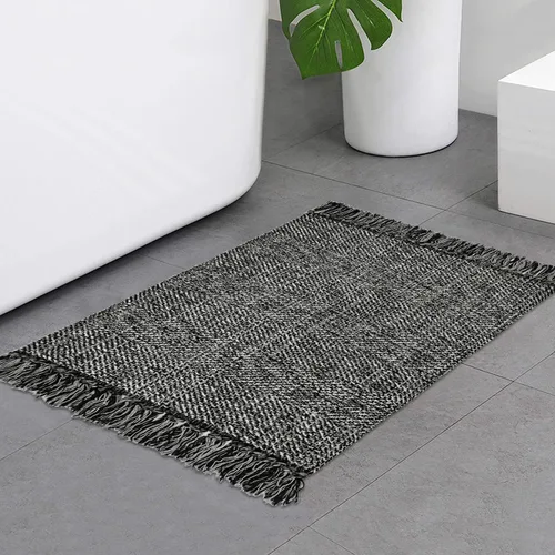 Miniatura 60 de Collive - Tapete de pasillo de cocina, 2 x 4.3 pies, tejido a mano, reversible, lavable, de algodón, color blanco/beige, para baño, pasillo