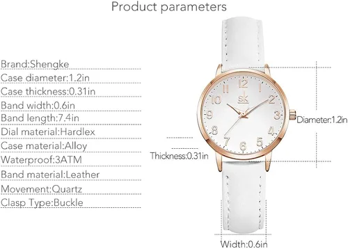 Miniatura 6 de SHENGKE Women Watches Leather Band Luxury Quartz Watches Girls Ladies Wristwatch Relogio Feminino