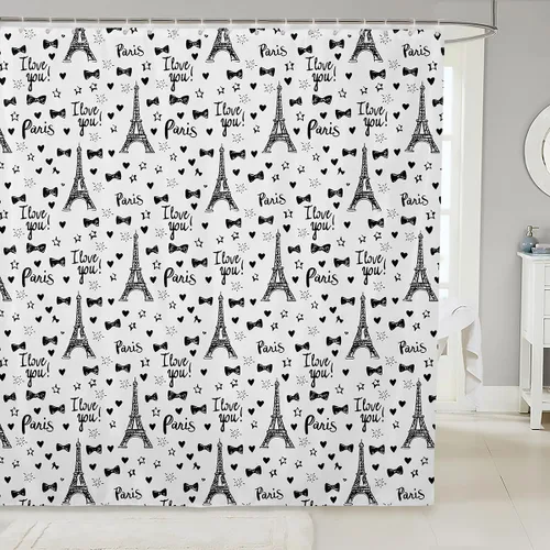 Miniatura 10 de Manfei Cortinas de ducha para niños con diseño de perros de dibujos animados, bonitas cortinas de baño para niñas y niños pequeños, cortinas