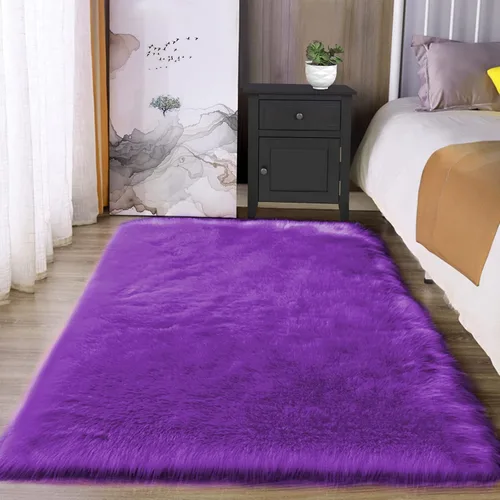 Miniatura 24 de Latepis - Tapete rectangular de piel sintética tipo lana de oveja suave, esponjosa y lavable para sala de estar, dormitorio, sala de juegos o Blanco