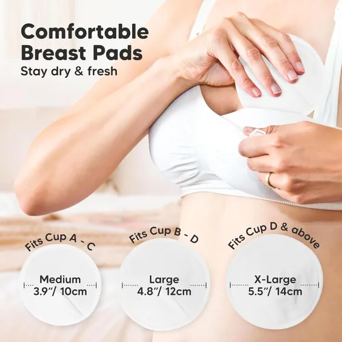 Miniatura 3 de Almohadillas de lactancia de viscosa de bambú orgánico, 8 almohadillas lavables para lactancia materna, bolsa de lavado, reutilizables