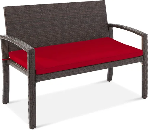 Miniatura 13 de Best Choice Products Banco Exterior de Mimbre para 2 Personas, Bancos de Jardín y Patio, Mobiliario de Exterior para Patio Trasero, Porche con Cojín