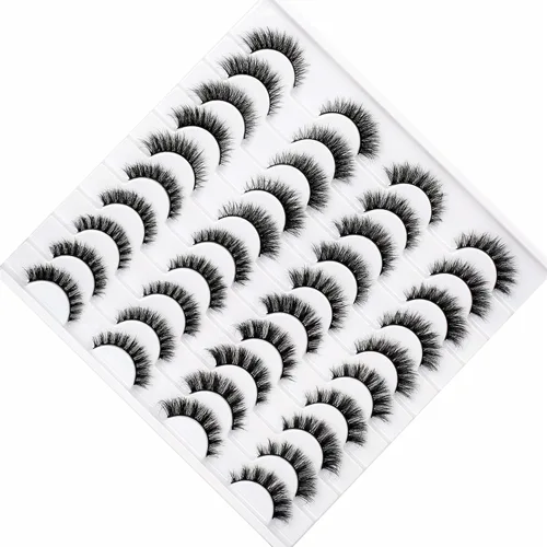 Miniatura 757 de Pooplunch - Pestañas postizas finas de visón sintético, estilo ojo de gato, naturales, cruzadas, tipo racimo, efecto 8D de volumen, tiras