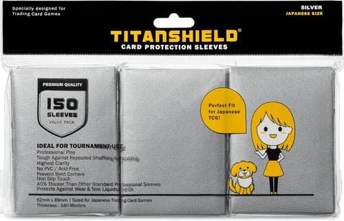 Miniatura 11 de TitanShield (150 funda/amarillo) - Fundas para tarjetas coleccionables de tamaño japonés para Yu-Gi-Oh, Cardfight! Vanguard y más