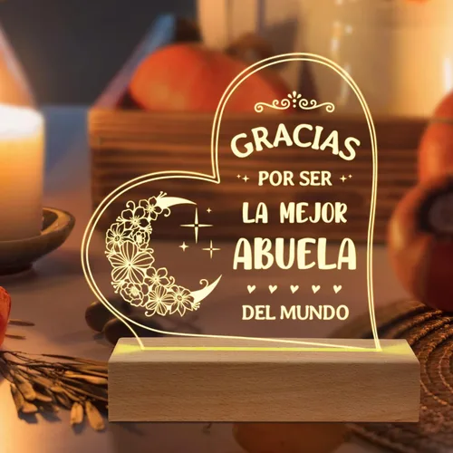 GiltGlimmer Regalos de Abuela, regalos de cumpleaños para abuela en español, regalos para Abuela con luz nocturna acrílica grabada, regalos de