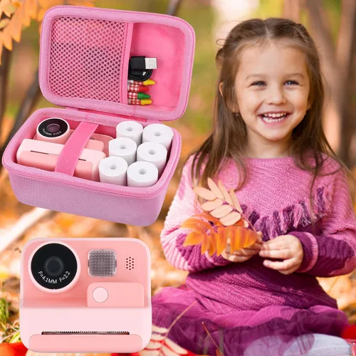 Miniatura 7 de Aenllosi Funda rígida para cámara Dylanto/Meetrye/Anchioo Kids de impresión instantánea, bolsa de cámara para cámara de video infantil y 6 piezas
