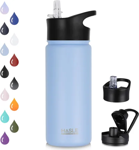 Miniatura 12 de HASLE OUTFITTERS Botella de agua aislada de 16 onzas para niños, botella de agua de acero inoxidable de doble pared al vacío, a prueba de fugas