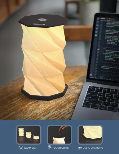 Miniatura 8 de Origami - Lámpara de escritorio LED plegable expandible – USB recargable y portátil – Luz de control táctil regulable con altura ajustable de hasta
