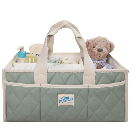 Tiny Marvels Organizador de pañales para bebé, cesta repelente al agua para artículos esenciales para recién nacidos y estación de pañales, regalo