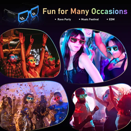 Miniatura 3 de YouRfocus Gafas de sol inalámbricas con luz LED, para fiestas que brillan en la oscuridad, gafas de neón para fiestas rave, EDM, Halloween (rosa)