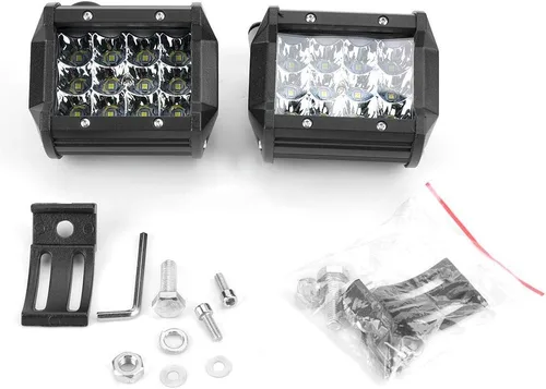 Luz de trabajo LED, 1 par de 1 V-48 V 4 pulgadas 4 filas 36 W barra de luz de trabajo universal lámpara de conducción para camiones, carretillas