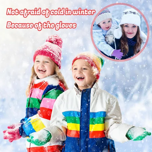 Miniatura 2 de Handepo Guantes para niños a granel de invierno de punto colorido elástico dedo completo guantes cálidos para personas sin hogar regalos de fiesta