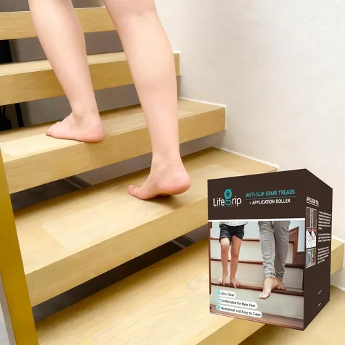 Miniatura 7 de LifeGrip - Peldaños de tracción antideslizantes (paquete de 10), 4 x 28 pulgadas, amarillo y negro, cinta de mejor agarre con textura