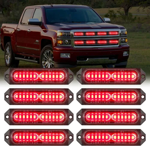 Miniatura 28 de Nilight 8 piezas de luces estroboscópicas LED 12 LED ámbar blancas, luz de emergencia 12 V 24 V, luz de advertencia de peligro con función