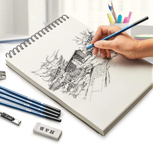 Miniatura 9 de AGPTEK Paquete de herramientas de dibujo de bocetos con libros de bocetos