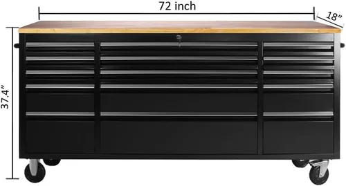 Miniatura 2 de AnorTrek Cofre de herramientas de 72 pulgadas con 15 cajones para garaje, banco de trabajo y tienda de reparación, gabinete de herramientas