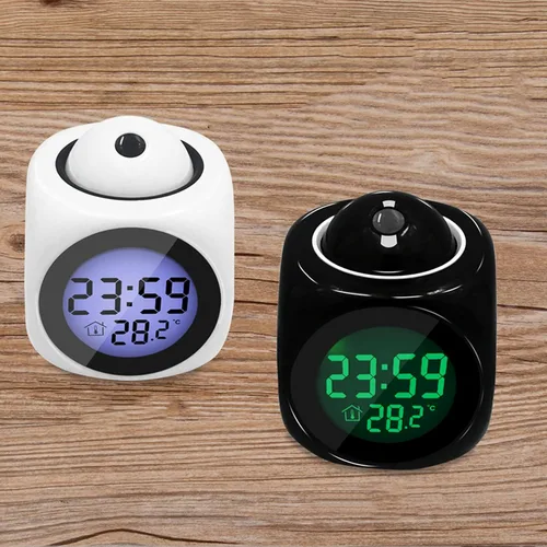Miniatura 8 de Con luz LED de voz para dormitorio, reloj despertador de proyección para dormitorios, informe de voz digital, reloj despertador 12/24 HDigital