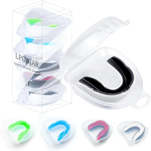 LPONJAR Paquete de 5 protectores bucales para niños pequeños y jóvenes, protector bucal deportivo moldeable con estuche para niños y niñas, ideal
