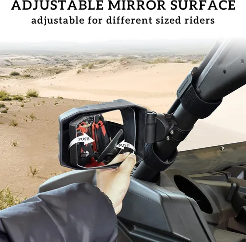 Miniatura 4 de SAUTVS Espejos laterales retrovisores ajustables para Can-Am Maverick X3, diseño más amplio, espejos laterales convexos transparentes plegables