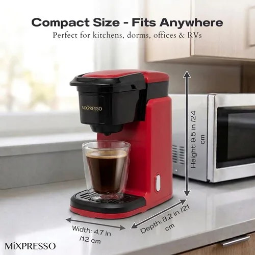 Miniatura 2 de Mixpresso Cafetera de una sola taza, cafetera personal de una sola porción, compatible con cápsulas individuales, tecnología de preparación rápida