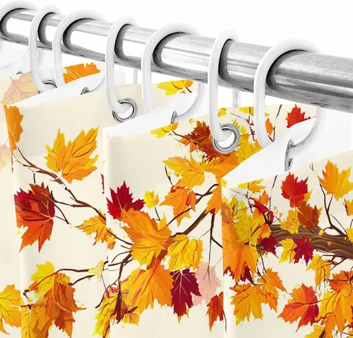 Miniatura 7 de Cortina de ducha de otoño con hojas de arce y ganchos, tela de poliéster impermeable, cosecha de Acción de Gracias, calabaza, girasol, juego