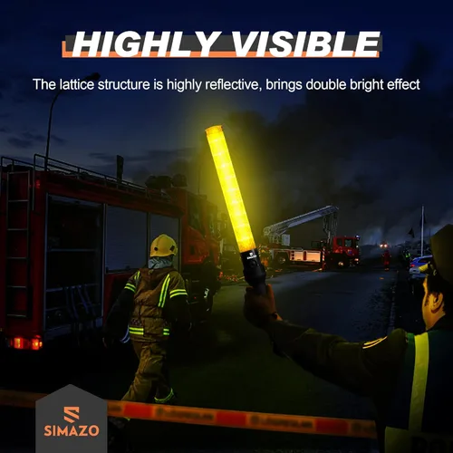 Miniatura 2 de 4 Piezas de 21 Pulgadas Vara de Señal de Tráfico con 3 Modos de Parpadeo y 6 Luces LED, Bastón de Seguridad de Tráfico con Correa de Muñeca