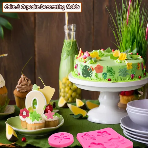 Miniatura 3 de 8 moldes de flores tropicales y hojas, molde de silicona para chocolate, plumeria, hibisco, flores, Monstera, hojas de palma, fondant, pasta