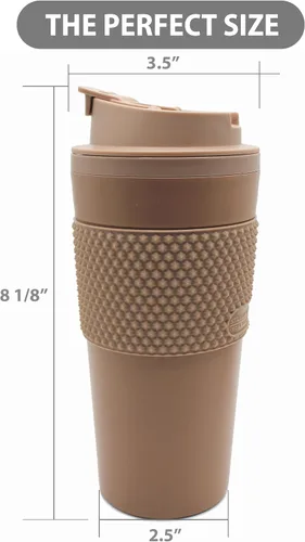 Miniatura 3 de Juego de Vasos Térmicos para Café de 16 onzas, Paquete de 2, Fabricado con Posos de Café Reales, Pared Doble Desmontable y Aislante, Listo