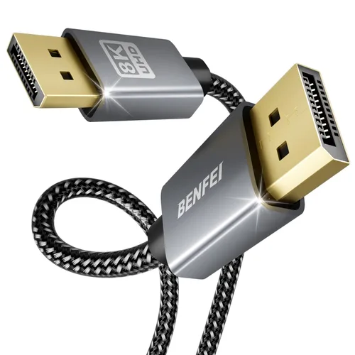 BENFEI Cable DisplayPort a DisplayPort 8K de 6 pies [certificado VESA] compatible con 8K @60Hz, 4K @144Hz 120Hz, 2K @240Hz, carcasa de aluminio Gris
