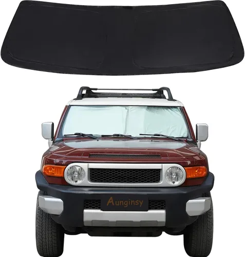 Miniatura 8 de Aunginsy Parasol para parabrisas delantero compatible con Toyota FJ Cruiser 2007-2021, parasol plegable reflectante para rayos UV y protección solar