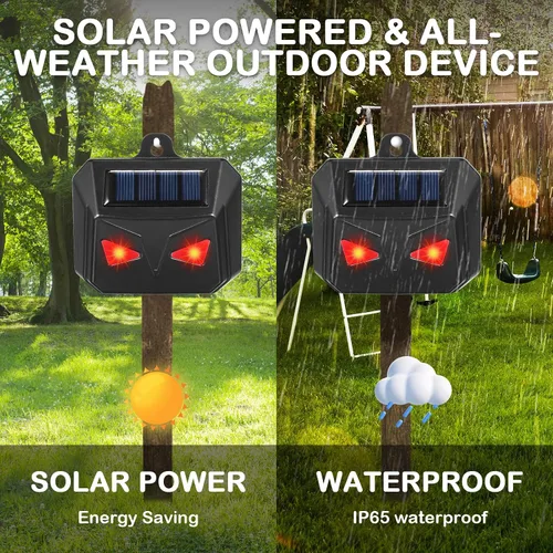 Miniatura 6 de Paquete de 4 repelentes solares nocturnos de animales con ojos de depredador, luces disuasorias impermeables para exteriores, para coyotes, ciervos