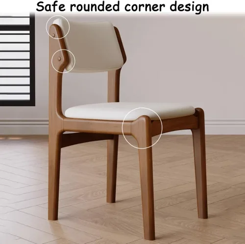 Miniatura 8 de YVYKFZD Wooden Dining Chairs Set, Leather Dining Room Chair with Back, Upholstered Kitchen Chairs, Armless Living Room Chair, for Bedroom Offices