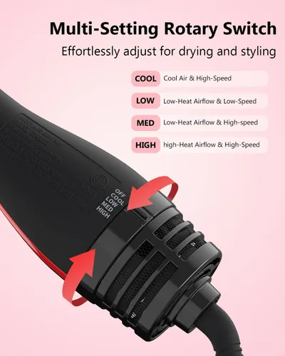 Miniatura 6 de Umeely Plus 2.0 Cepillo Secador de Cabello Cepillo Secador en uno, Cabezal de Cepillo Ovalado de 2'', Cepillo Estilizador Iónico de Aire Caliente