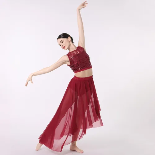 Miniatura 6 de Vestido de baile con lentejuelas brillantes, sin mangas, 2 piezas, vestido de baile floral, malla de encaje, falda de tul dividida con pantalones