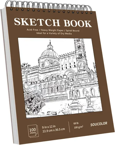 Miniatura 12 de Soucolor Paquete de 2 cuadernos de bocetos de 5.5" x 8.5" pulgadas, 200 hojas cuaderno diario en blanco, A5, bloc de bocetos con encuadernación