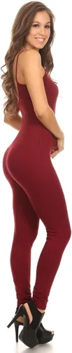 Miniatura 4 de Stretch Cotton Bodysuit - Bodysuit de cuerpo completo de algodón elástico con tirantes estilo espagueti, enterizo
