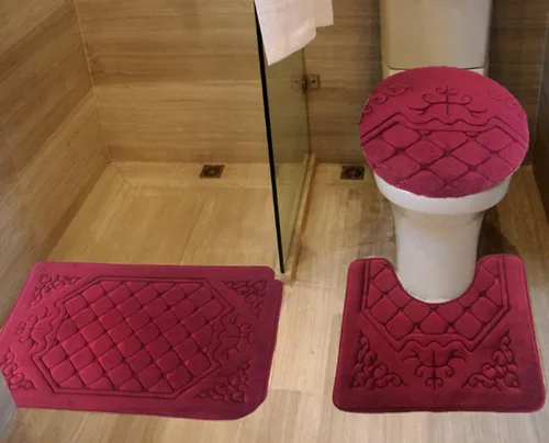 Miniatura 3 de All American Collection - Juego de 3 tapetes de baño de espuma viscoelástica con diseño de corona de felpa suave antideslizante para ducha, baño