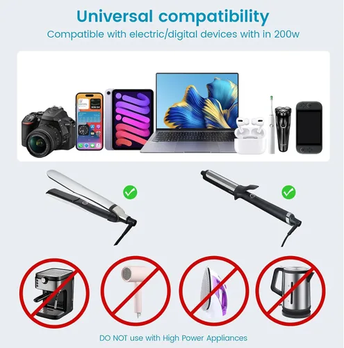 Miniatura 4 de BESTEK Convertidor de 220 V a 110 V con USB-C 35 W, adaptador de viaje universal, convertidor de corriente de Estados Unidos a Europa para alisador