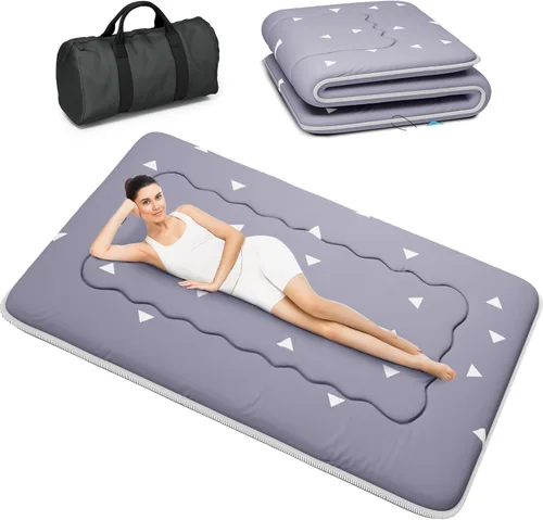 Miniatura 10 de Kiseely Colchón de futón japonés, plegable, tapete de tatami portátil, almohadilla para dormir con bolsa y correa, colchón grueso para dormir