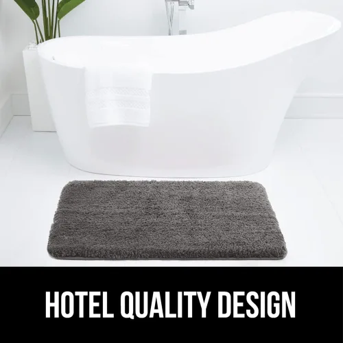 Miniatura 8 de GORILLA GRIP Alfombras de baño, ultra suaves, absorbentes, de felpa gruesa, lavables a máquina, microfibra de secado rápido, tapetes para ducha, Gris